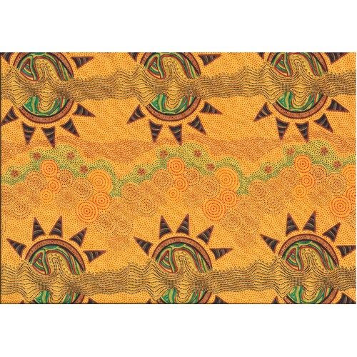 Sunset Night Dreaming (Yellow) - Aboriginal design Fabric