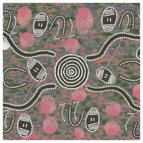 Tree Snake Gathering (Gray) - Aboriginal design Fabric