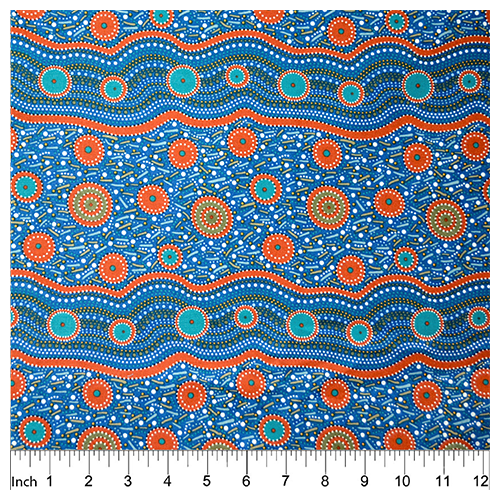 Wild Beans (Blue) - Aboriginal design Fabric