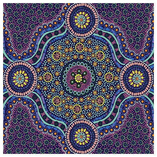 Wild Bush Flowers (Purple) - Aboriginal design Fabric