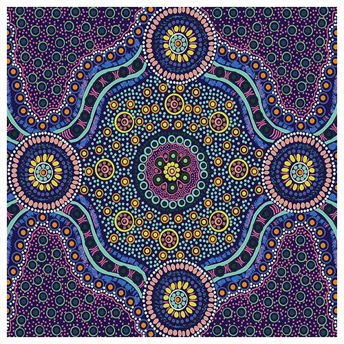 Wild Bush Flowers (Purple) - Aboriginal design Fabric