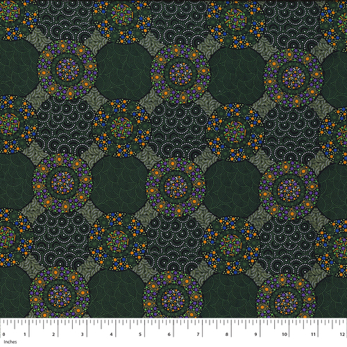 Wildflowers & Bush Tucker (Green) - Aboriginal design Fabric