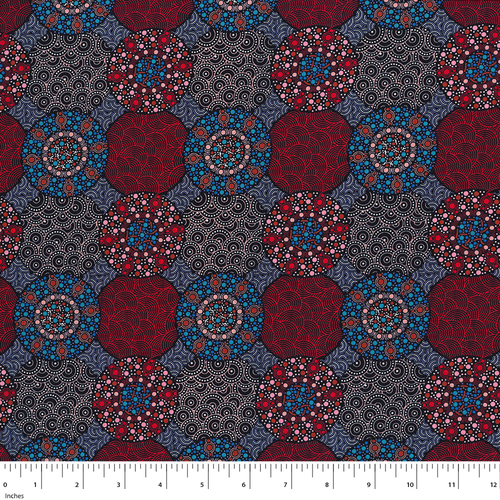 Wildflowers & Bush Tucker (Red) - Aboriginal design Fabric