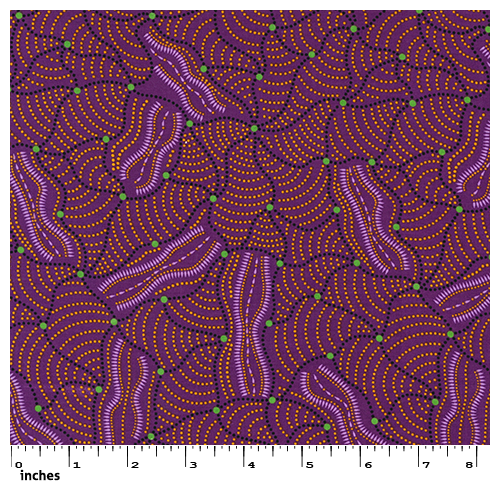 Wild Flowers Dreaming 2 (Purple)[SCRAP60CM] - Aboriginal design Fabric