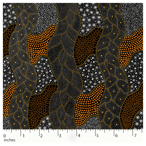Wild Flowers Dreaming (Yellow) [SCRAP .75M]- Aboriginal design Fabric