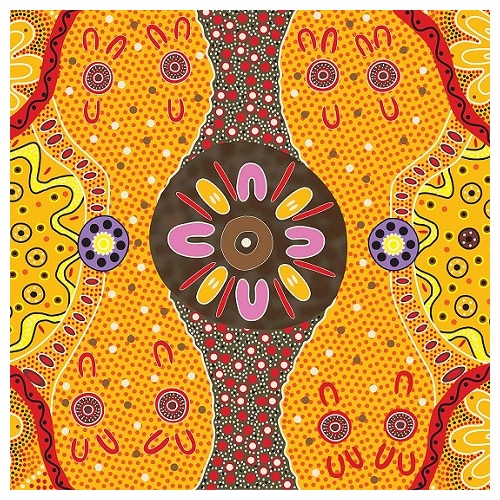 Women's Business (Gold) - Aboriginal Design Fabric