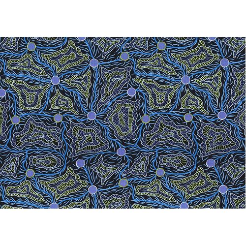 Women's Body Painting (Blue) - Aboriginal design Fabric