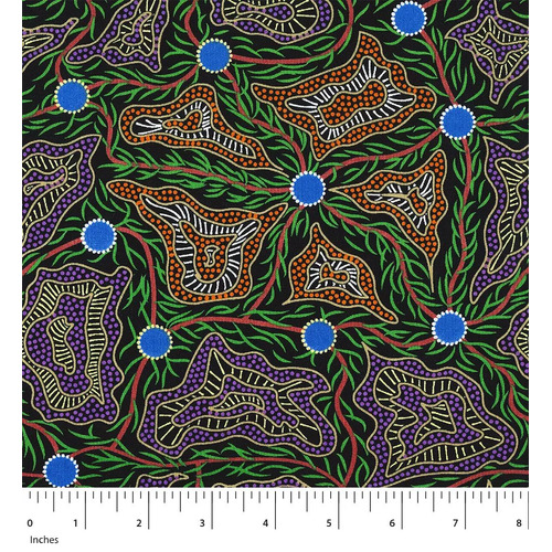Women's Body Painting (Gold) - Aboriginal design Fabric