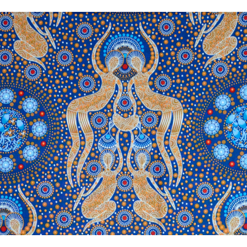 Women Collecting Bush Food (Gold) - Aboriginal design Fabric