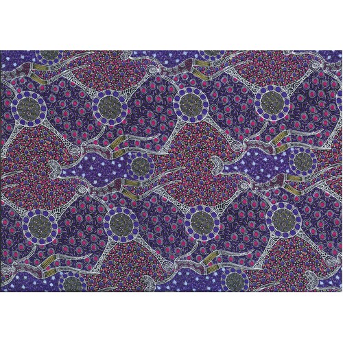 Women Dancing Near Waterhole (Purple) - Aboriginal design Fabric