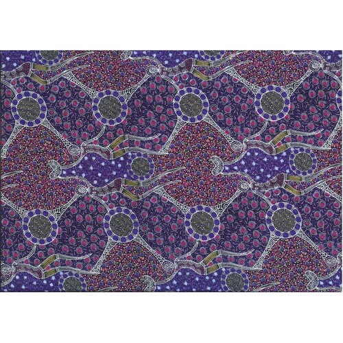Women Dancing Near Waterhole (Purple) - Aboriginal design Fabric