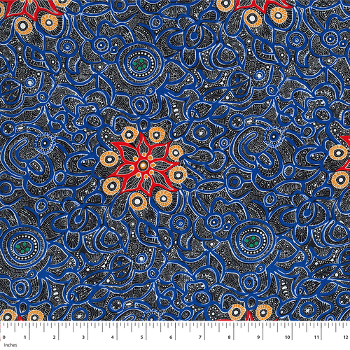 Yallaroo (Blue) - Aboriginal design Fabric
