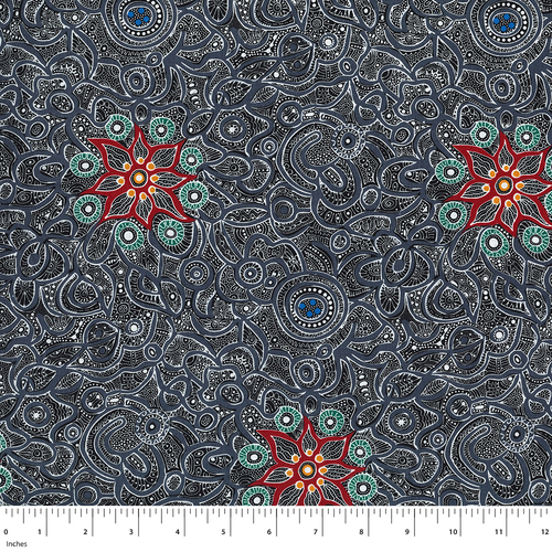 Yallaroo (Black) - Aboriginal design Fabric