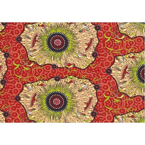 Yeerung (Red) - Aboriginal design Fabric