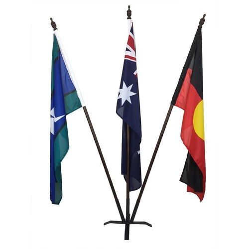 Aboriginal/TSI/Australian Flag Foyer Display Kit - Small Metal Stand [colour: Dark Stained]