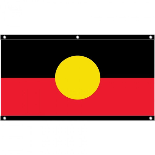 Aboriginal SOUVENIR Flag with EYELETS (1500 x 750) - Screen-Printed Knitted Polyester