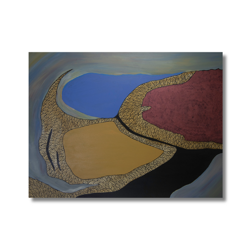 Original Aboriginal Art Stretched Canvas (1200cm x 900cm) - Lake Bindago