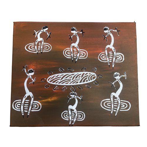 Original Aboriginal Art Painting Stretched Canvas (25cmx30cm) - Spirit Dancers