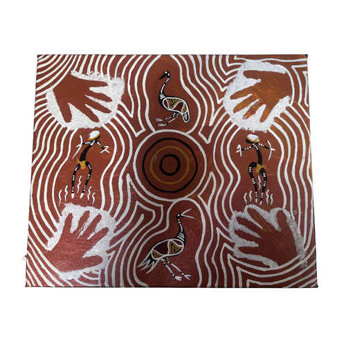 Original Aboriginal Art Painting Stretched Canvas (25cmx30cm) - Totems and Storylines