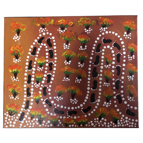 Original Aboriginal Art Painting Stretched Canvas (25cmx30cm) - Walking Trail for Mindfulness