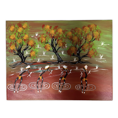 Original Aboriginal Art Painting Stretched Canvas (30x40) - Dancing in the Gums