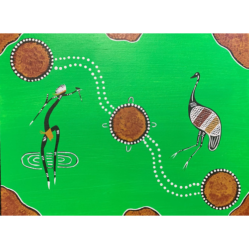 Original Aboriginal Art Stretched Canvas (40cm x 30cm) - Emu Totem