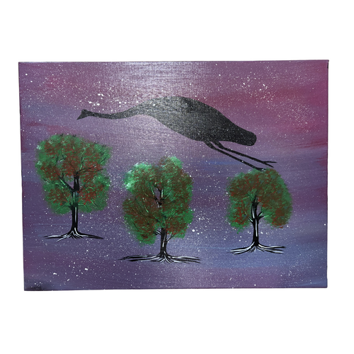 Original Aboriginal Art Stretched Canvas (40cm x 30cm) - Emu in the Sky