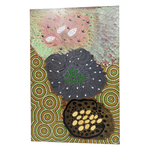 Original Aboriginal Art Stretched Canvas (90cm x 60cm) - Nests on Country