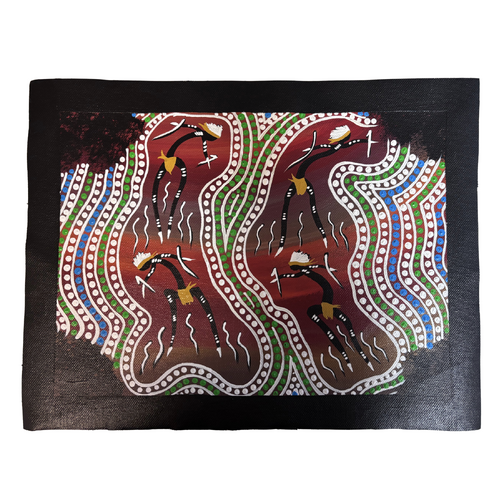 Unstretched Handpainted Aboriginal Art Canvas (27cm x 35cm) - Dancing on Country