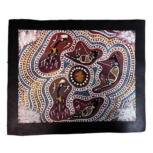 Unstretched Handpainted Aboriginal Art Canvas (27cm x 35cm) - Kangaroo Hunt