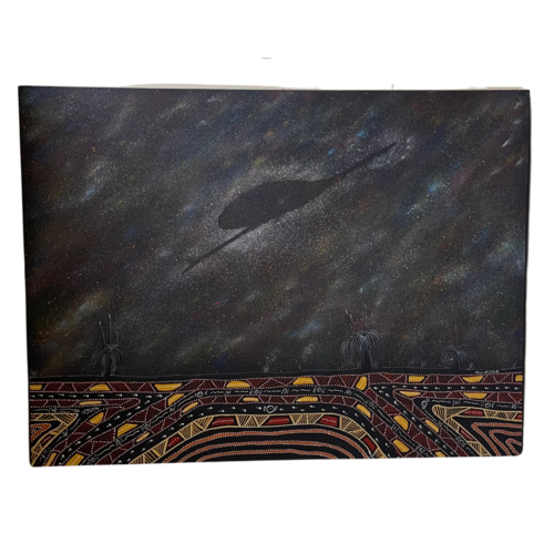 David Miller Aboriginal Art Stretched Canvas (1.2m x 0.9m) - Emu in the Night Sky