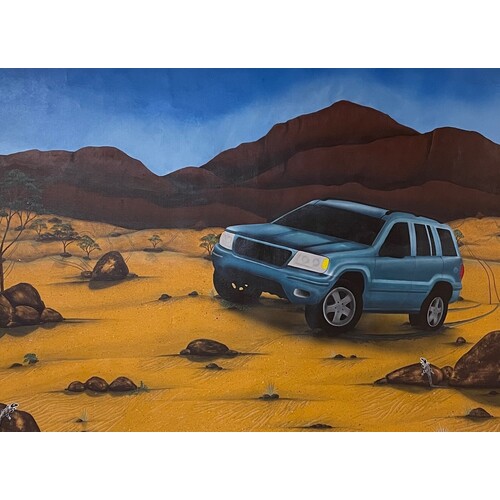 Stephen Hogarth Stretched  Original Aboriginal Art Canvas (113cm x 92cm) - 4WD Dreaming
