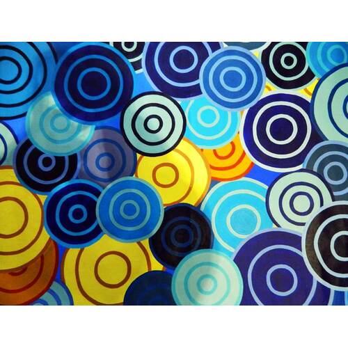 Stephen Hogarth Stretched  Original Aboriginal Art Canvas (144cm x 95cm) - Circles (Blue)