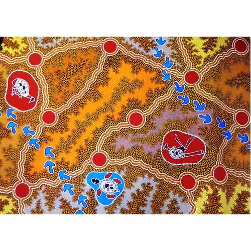 Stephen Hogarth Stretched  Original Aboriginal Art Canvas (143cm x 94cm) - North South