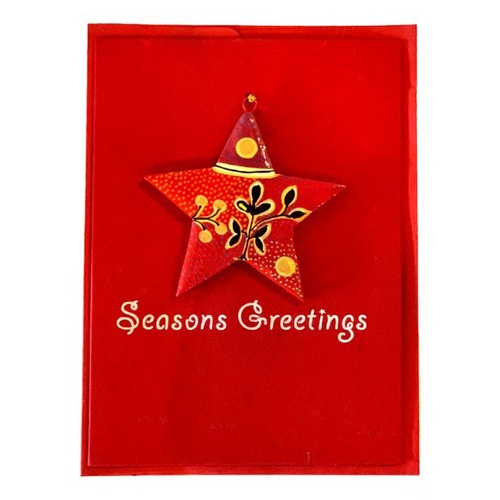 Better World Aboriginal Art Christmas Decoration Card - Bush Tomato Dreaming