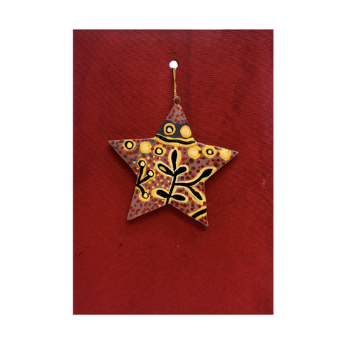 Better World Aboriginal Art Christmas Decoration Card - Bush Tomato Dreaming