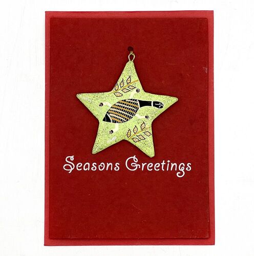 Better World Aboriginal Art Christmas Decoration Card - Long Neck Turtle