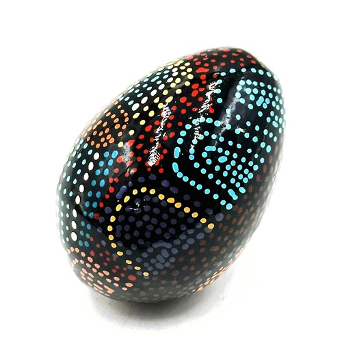 Better World Aboriginal Art Handmade Decorative Lacquered Egg & Stand - Two Sisters