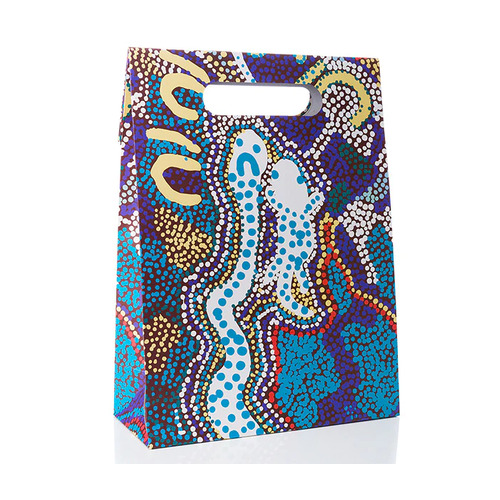 Papulankutja Aboriginal Art Paper Gift Bag (29cm) - the Two Magic Men