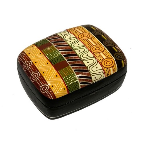Better World Aboriginal Art Lacquered Large Trinket Box - Jilamara