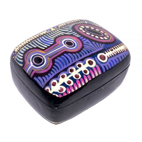 Better World Aboriginal Art Lacquered Large Trinket Box - Two Dogs Dreaming