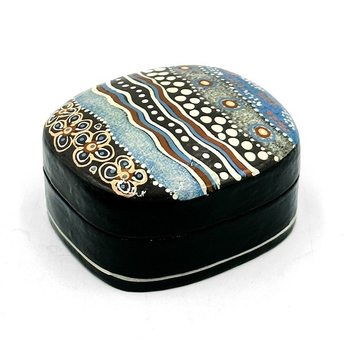 Better World Aboriginal Art Lacquered Medium Box - Ocean & Earth