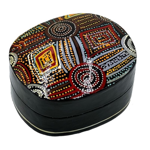 Better World Aboriginal Art Lacquered SMALL Trinket Box - Body Paint