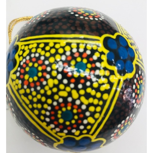 Keringke Aboriginal Art design Lacquered Xmas Ball - My Country