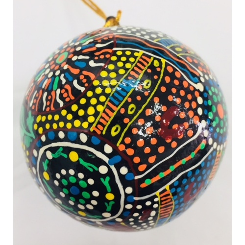 Aboriginal Art design Lacquered Xmas Ball - Freedom Ride
