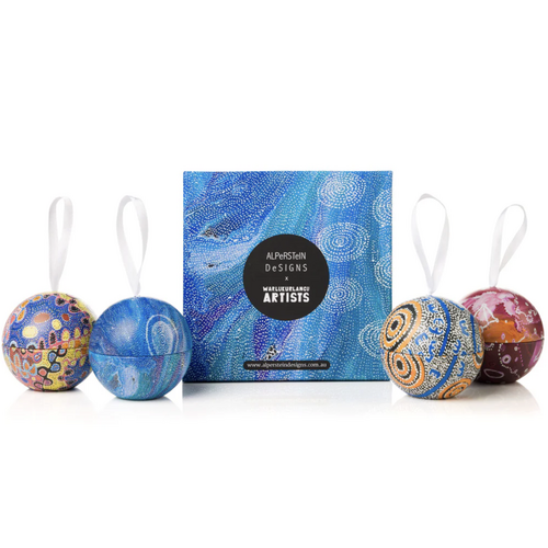 Warlukurlangu Aboriginal Art 4 Pack Bauble Tin Giftset