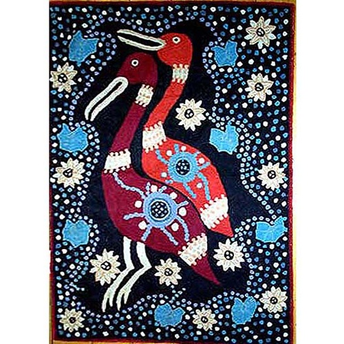 Aboriginal Art Handmade (6'x 4') Rug (Chainstitched) (180cm x 120cm) - Tobwabba Water Hen