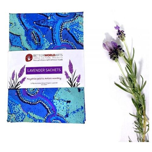 Better World Aboriginal Art Lavender Sachets (2 x 10g) - Pikilyi Jukurrpa