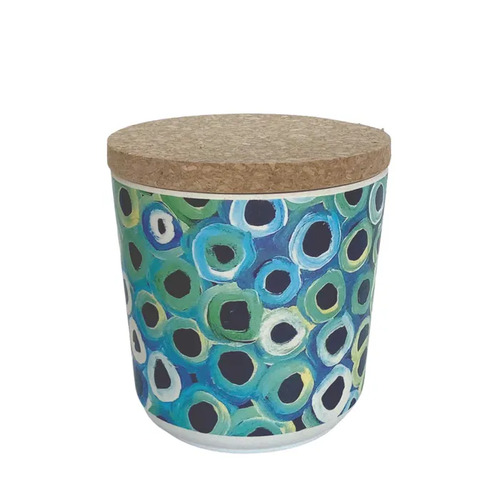 Utopia Aboriginal Art Bamboo Fibre 10cm Cannister (Small) - Soakage