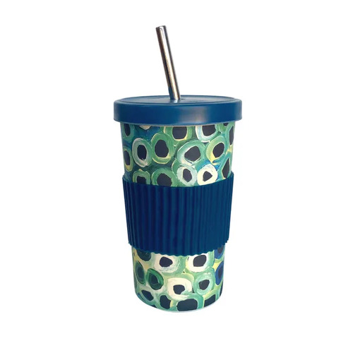 Utopia Aboriginal Art Bamboo Fibre Large Tumbler Straw/Lid - Soakage
